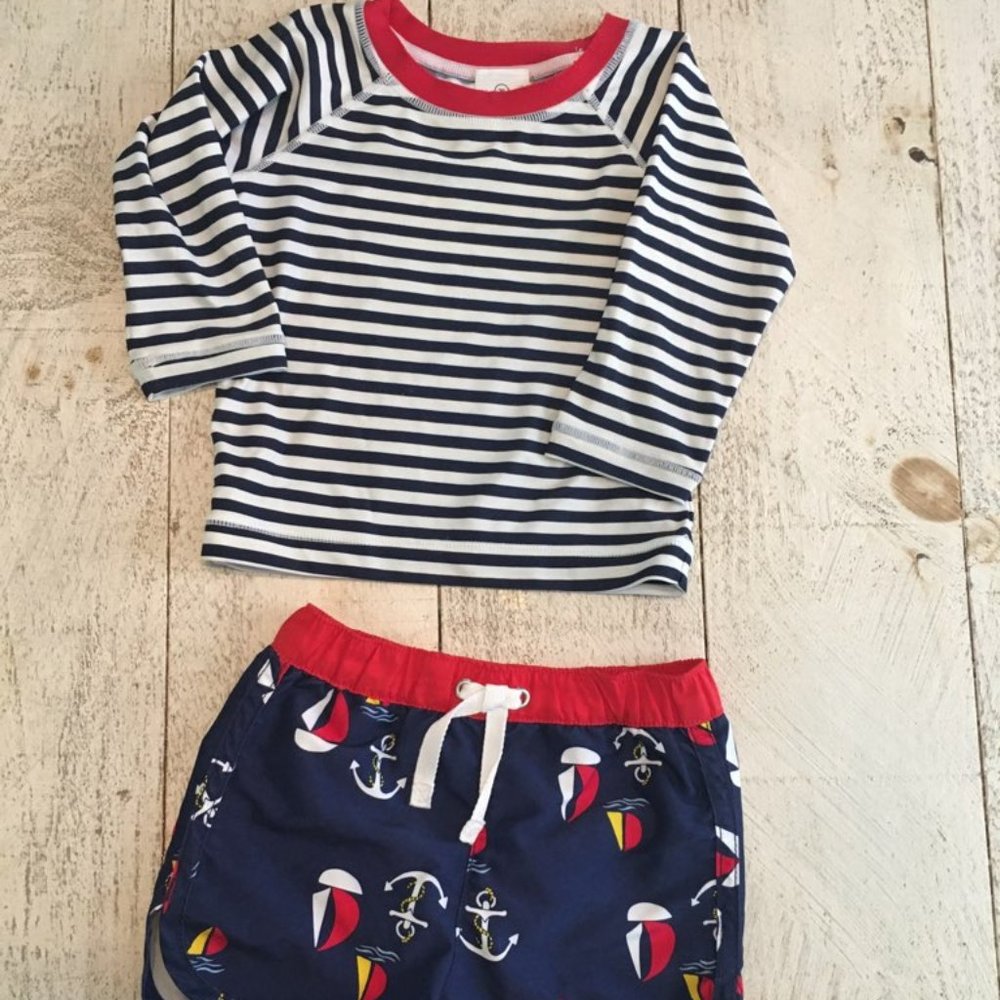 Hanna Andersson sailboat suit and rashguard